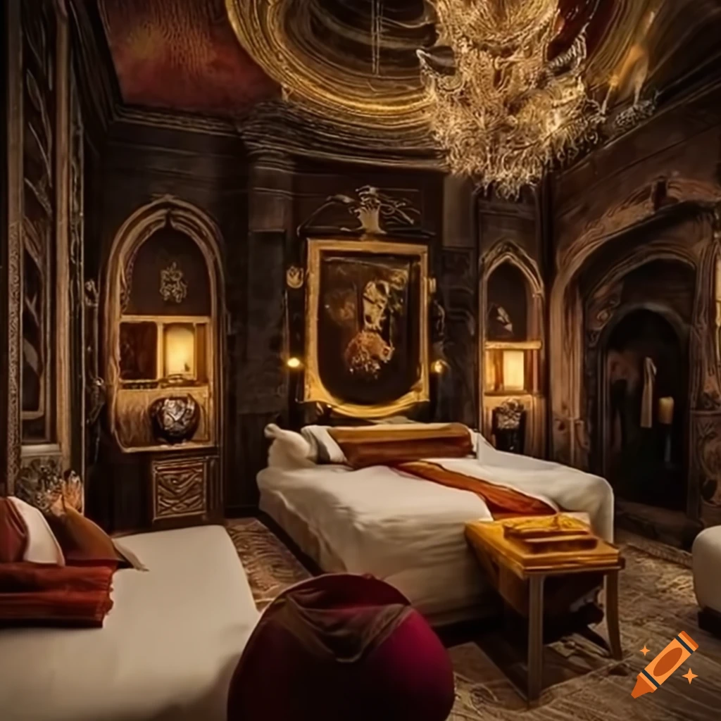 Chambre d'hôtel luxe avec une décoration immersive harry potter on Craiyon