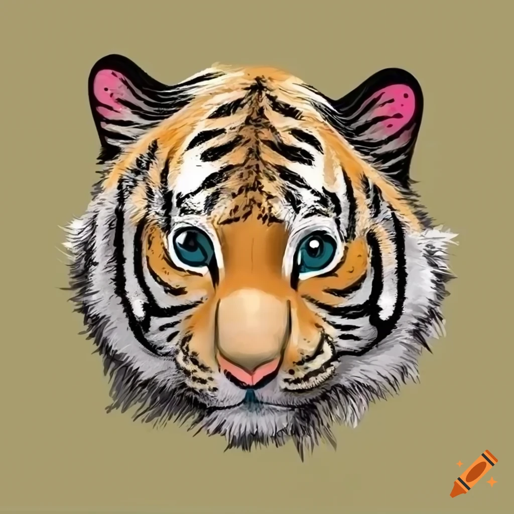 Cute Tiger Line Art Drawing by FrancisTC -- Fur Affinity [dot] net