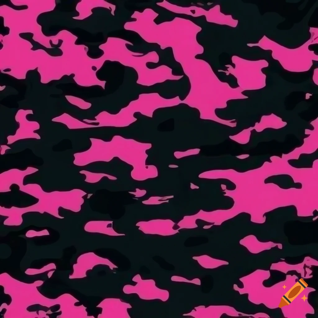 Abstract black pink seamless military camo texture for print