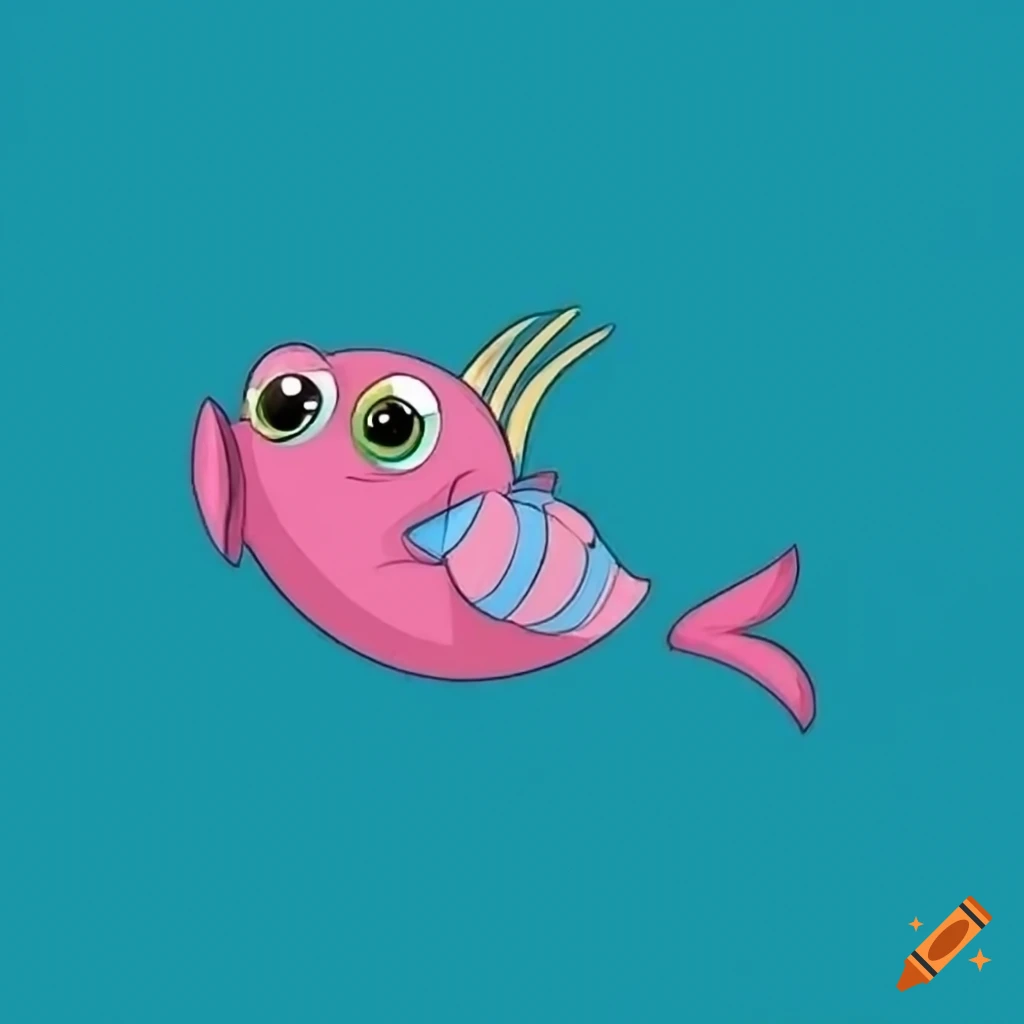 Cute Blue Pink Cartoon Fish' Baby Bib