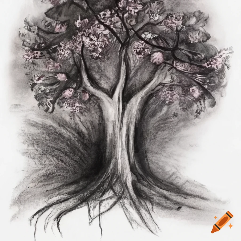 Tree Drawing Flower, PNG, 600x641px, Tree, Blossom, Branch, Cut Flowers,  Drawing Download Free