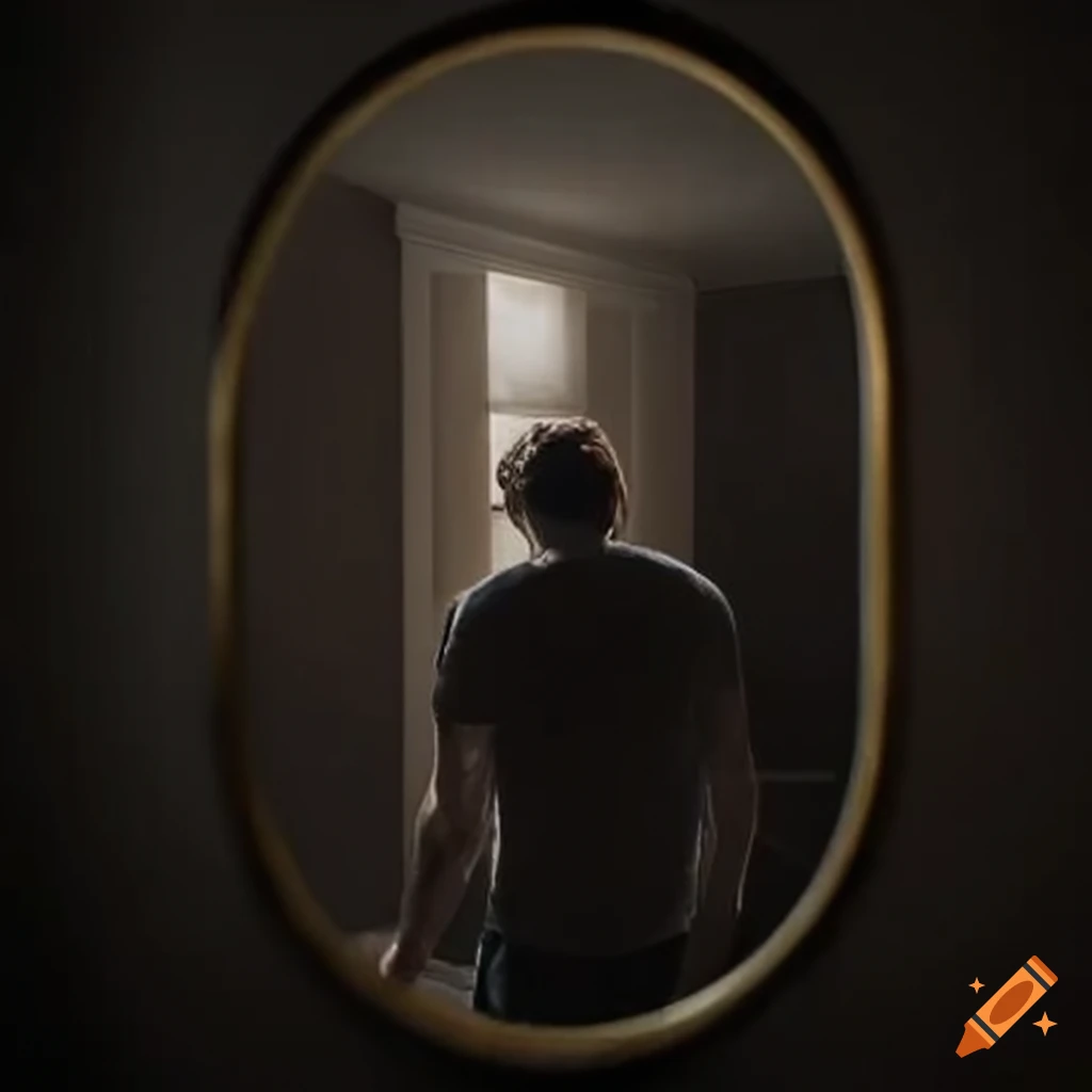 A man facing a mirror on Craiyon