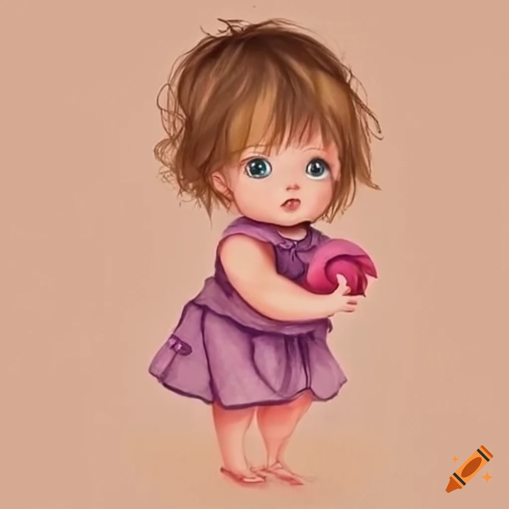 Cute Little Girl with Beautiful Abstract Drawing · Creative Fabrica