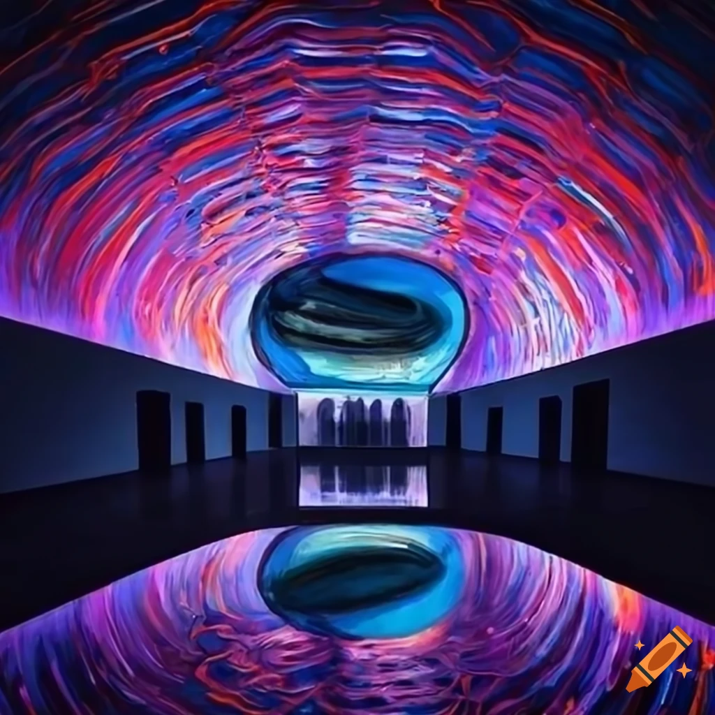 Exhibition hall of paintings of a futuristic museum