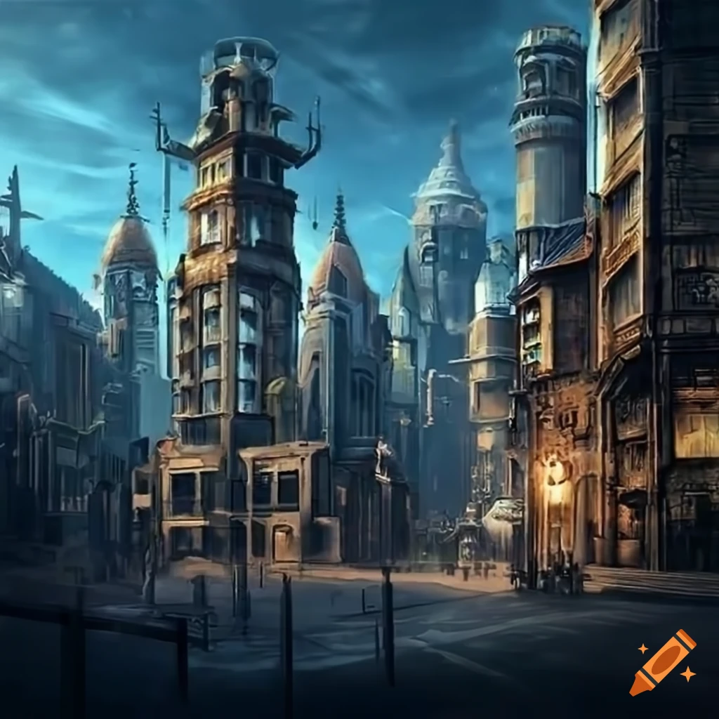 fantasy steampunk buildings