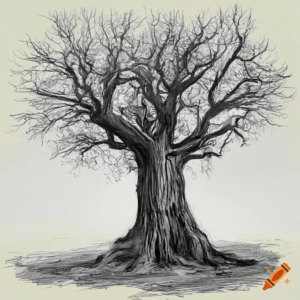 Oak Tree Drawing - Cool Oak Tree Drawings, HD Png Download , Transparent  Png Image - PNGitem