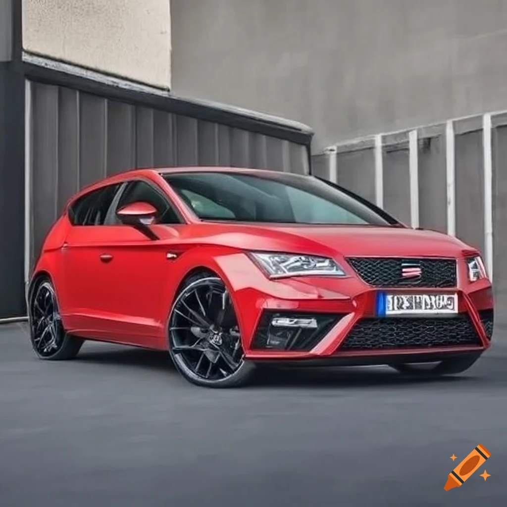 Red seat leon mk3 with black rims on Craiyon