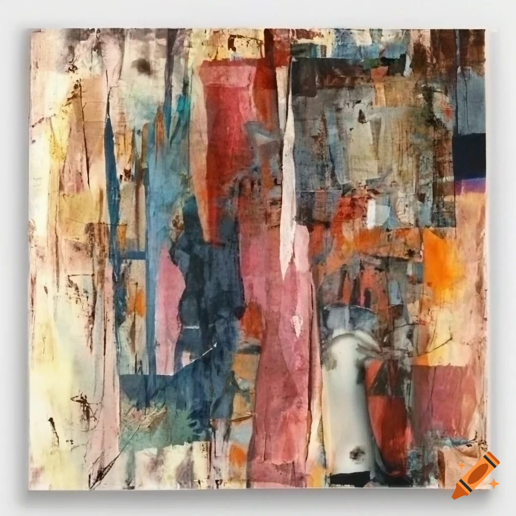 Mixed - media collage abstract painting in the style mark bradford ...