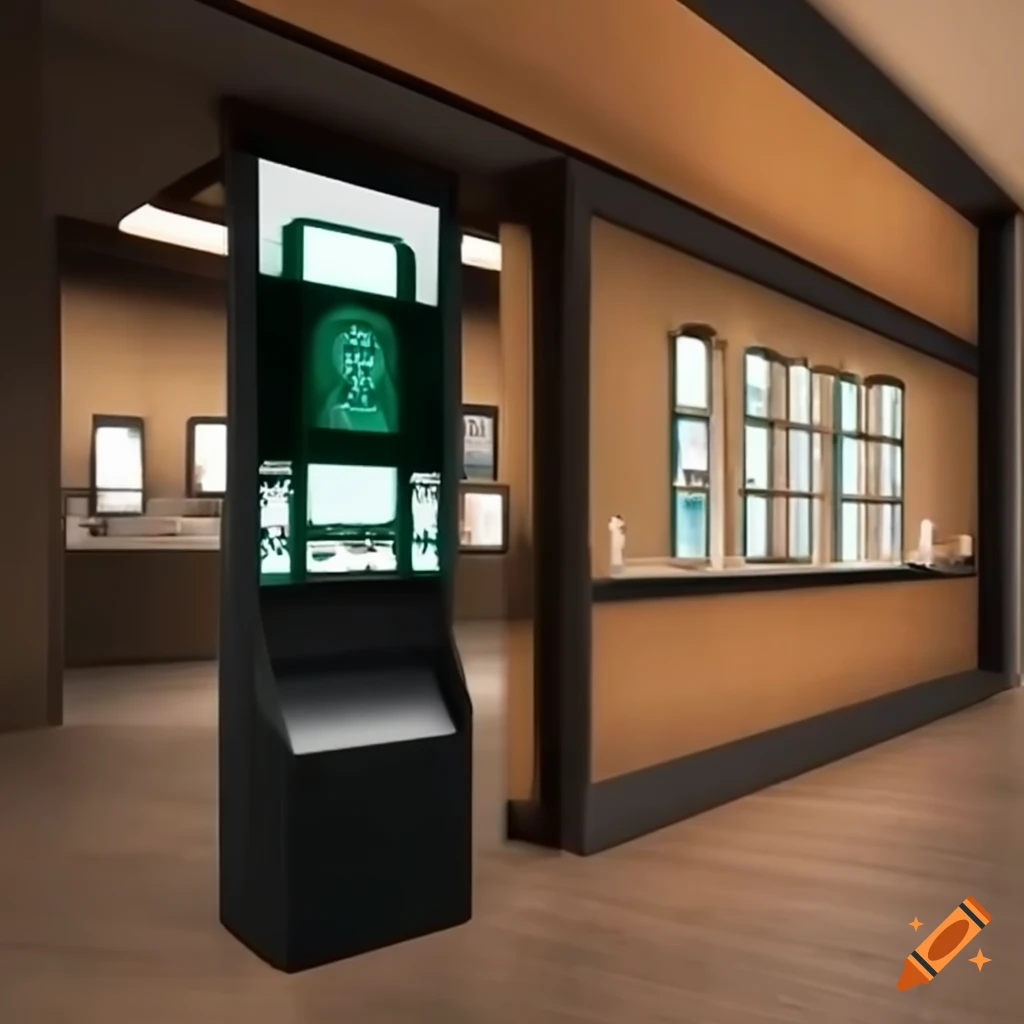 Minimalist ordering system kiosk for starbucks