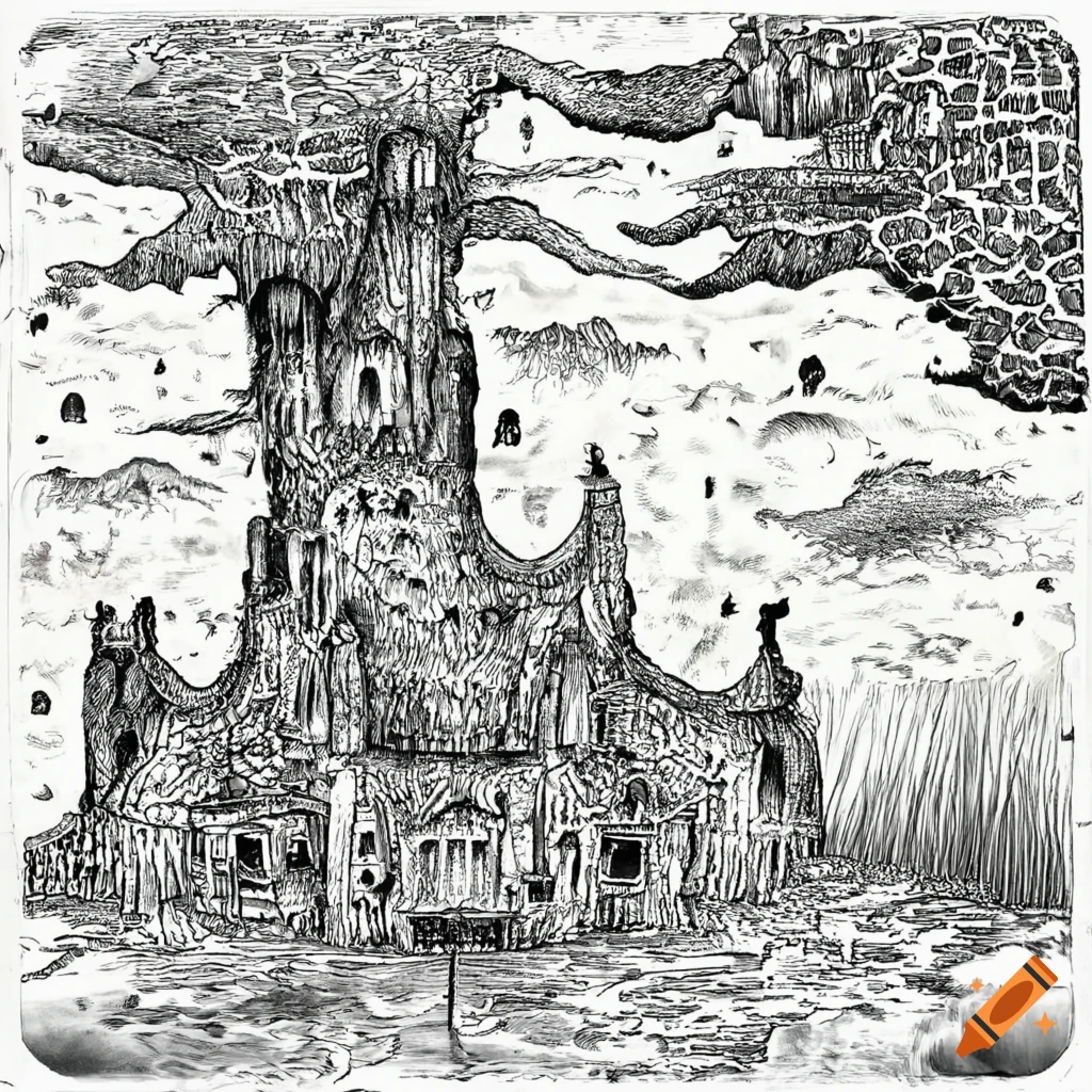 A Fantasy Map Detailed Illustration In The Style Of Edward Gorey a-fantasy-map-detailed-illustration-in-the-style-of-edward-gorey