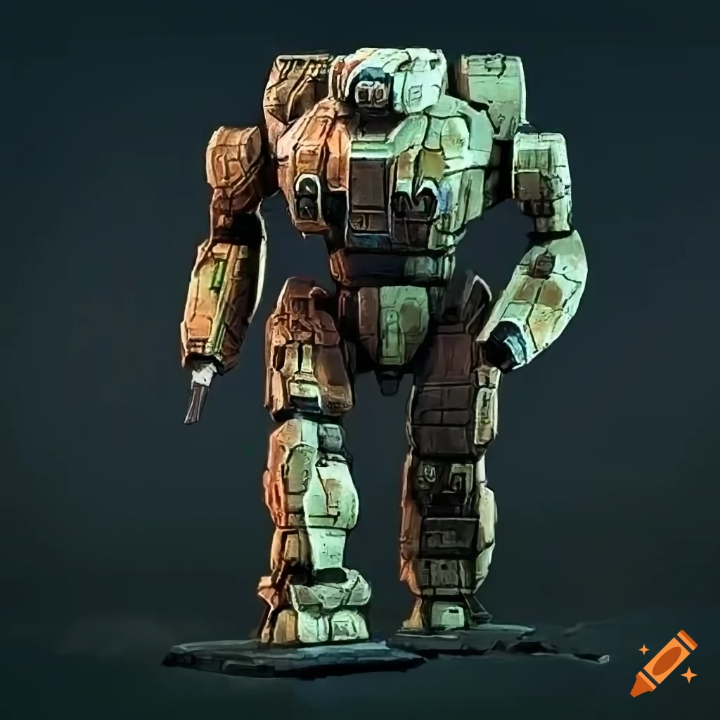 Battletech mech amid ruins on Craiyon