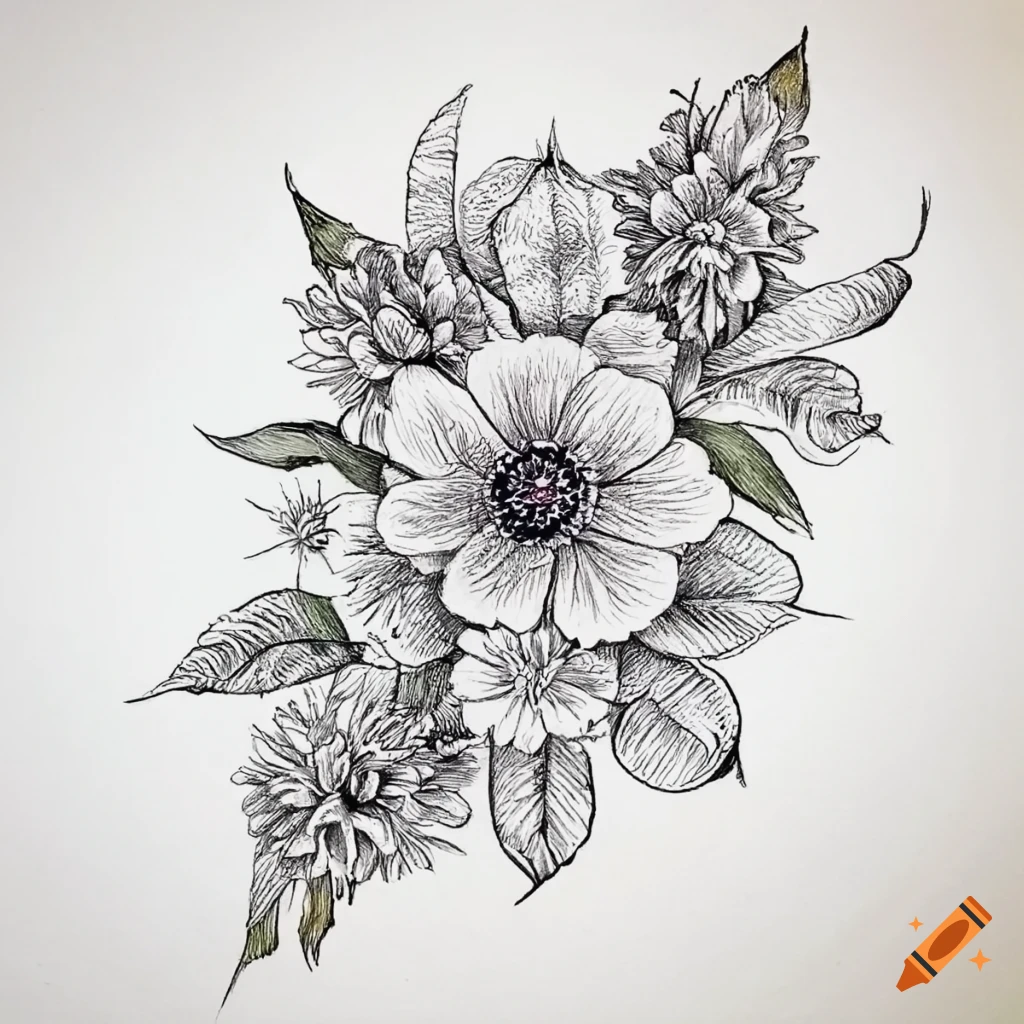 Allium Flower Garden Drawing