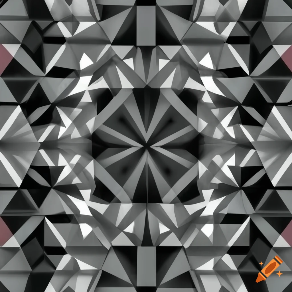 Horizontally symmetrical black and white triangles squares pentagons