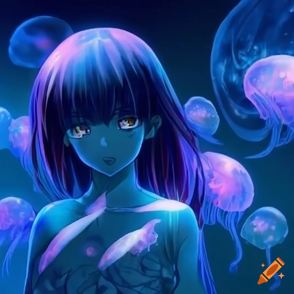 Girl, glance, jellyfish, anime, HD wallpaper | Peakpx