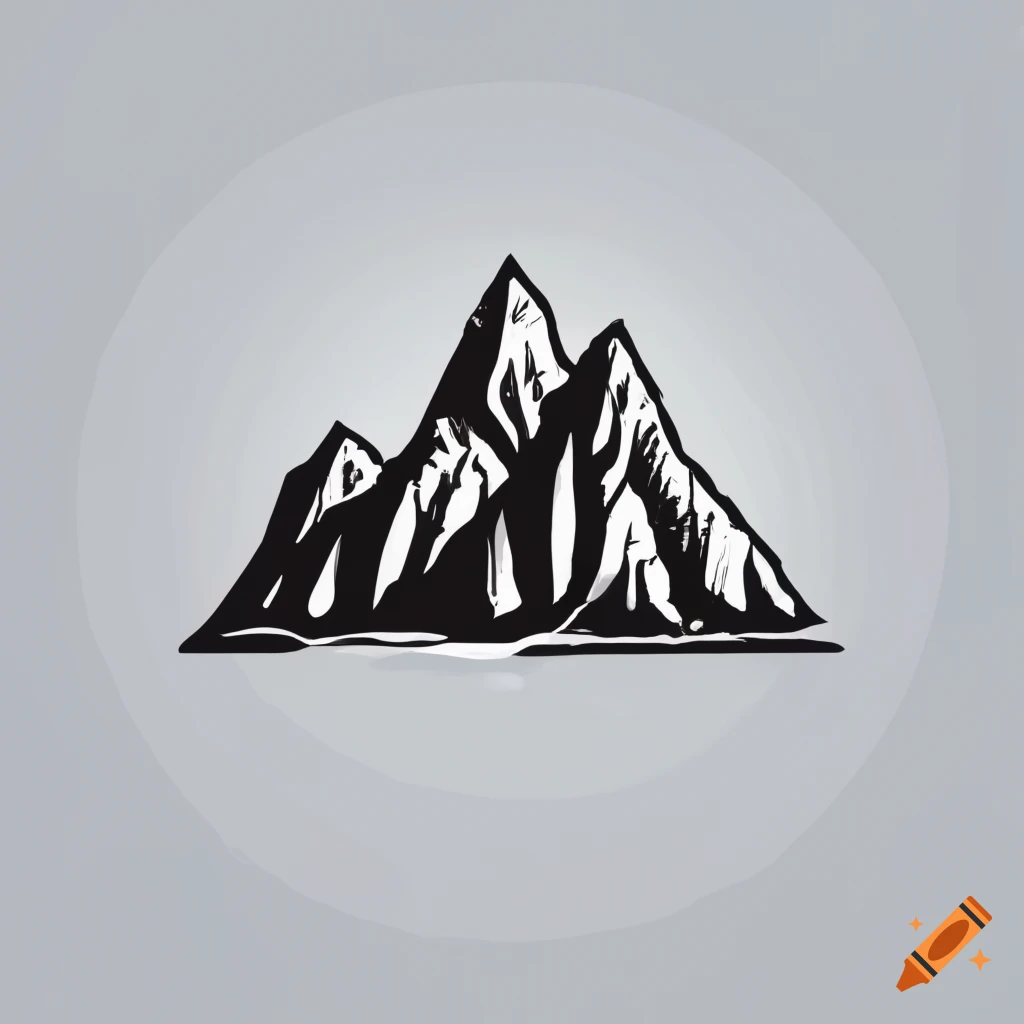 Vector image monochrome travel postal stamp mountain hike on Craiyon