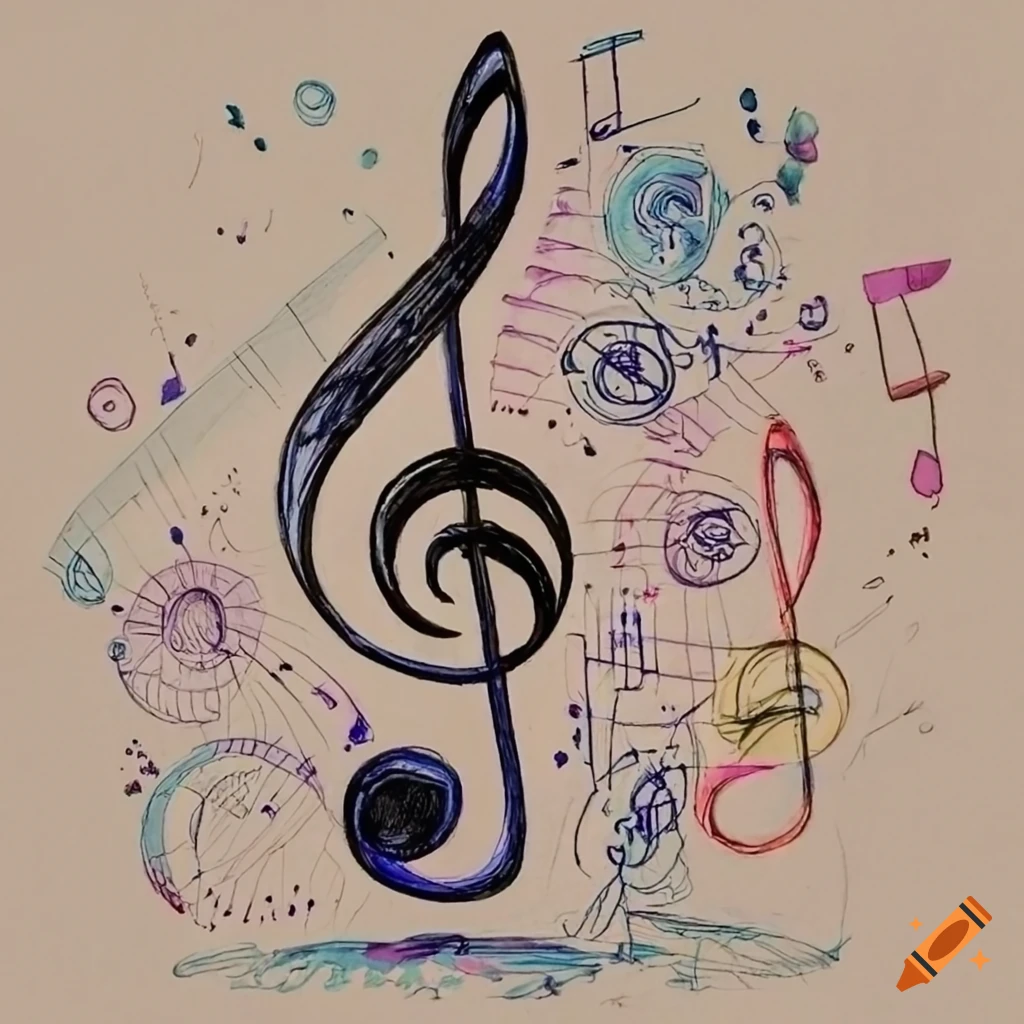 Line drawing cartoon musical note Royalty Free Vector Image