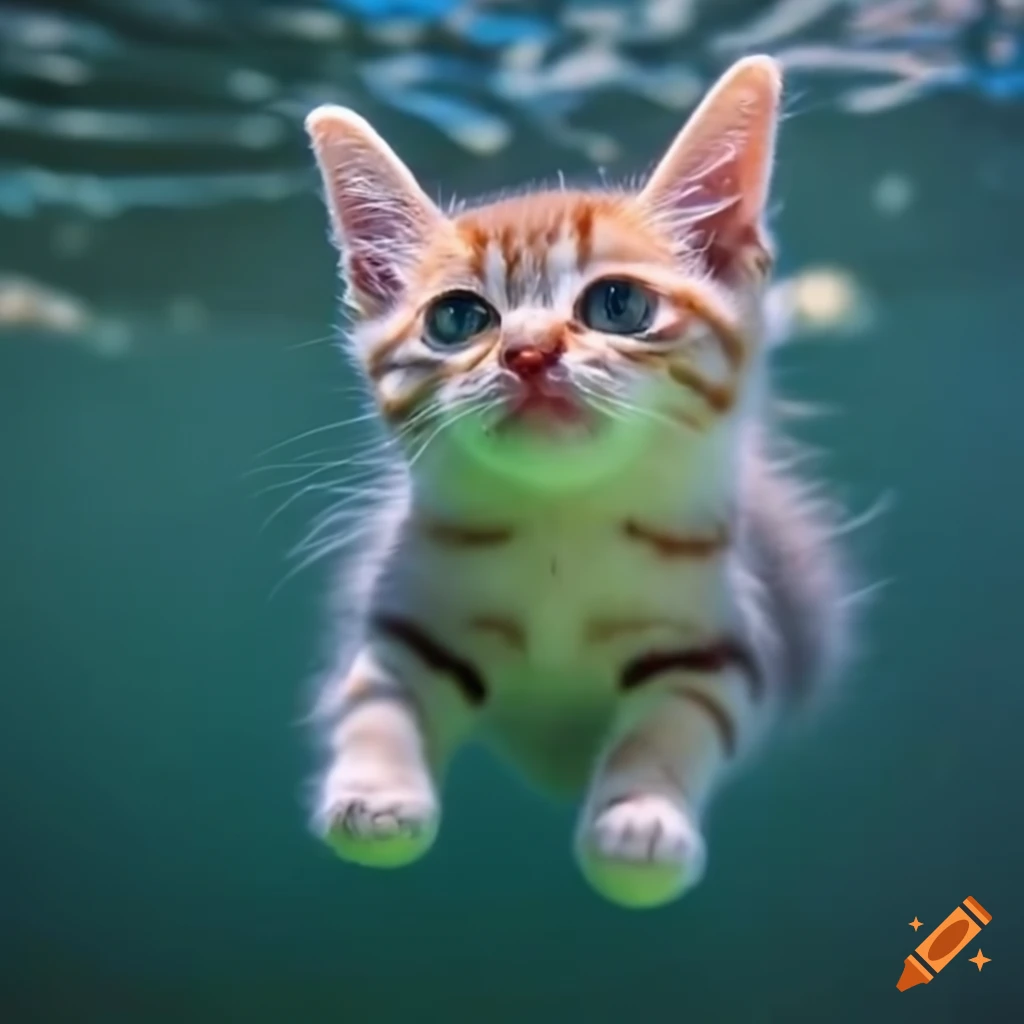 Kitten swimming
