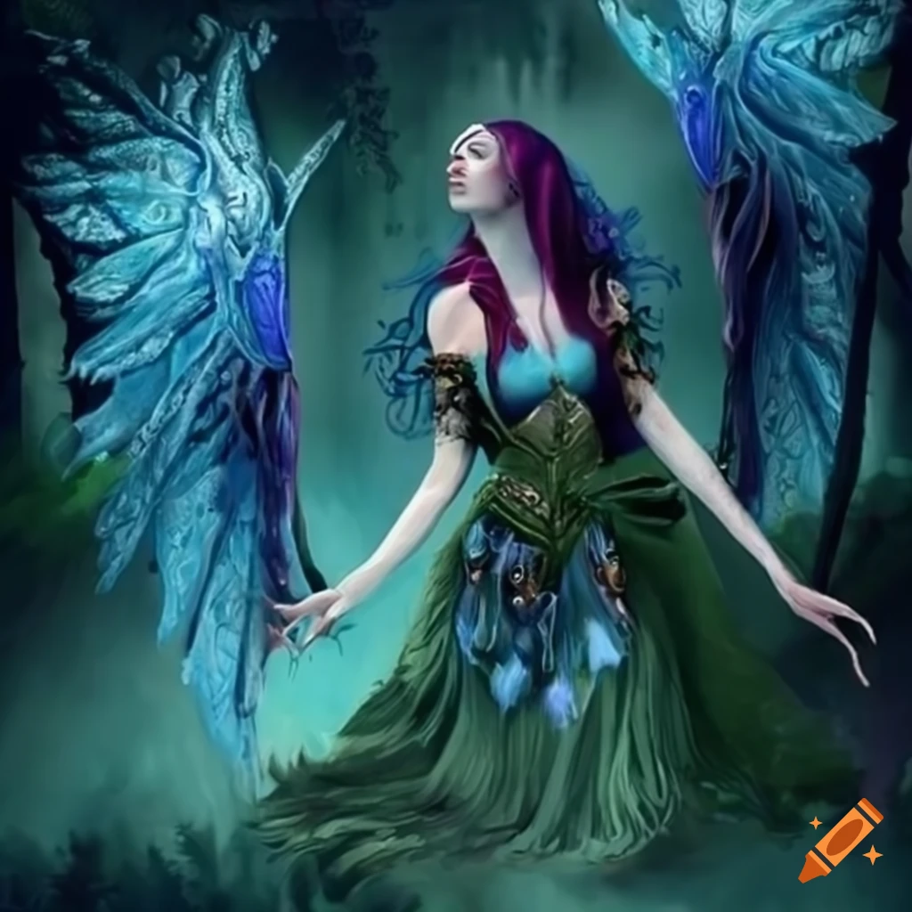 Blue northern forest faerie queen on Craiyon