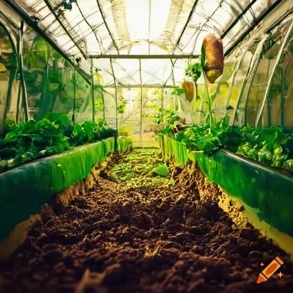Vegetable and fruit greenhouse with potting soil