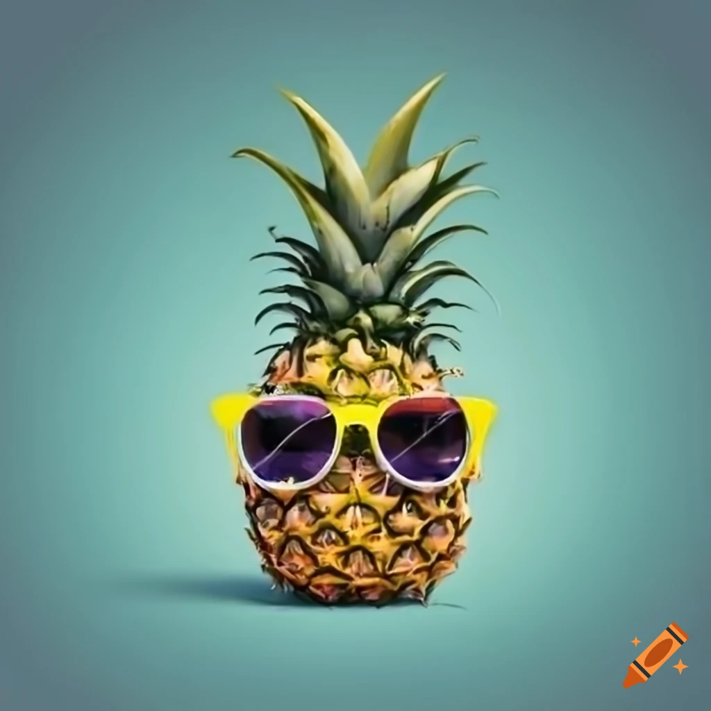 A smiling pineapple with sunglasses on Craiyon