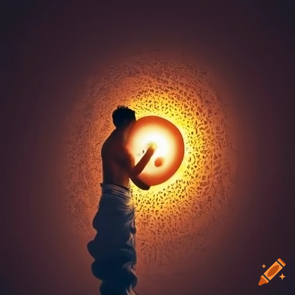Man holding the sun on Craiyon