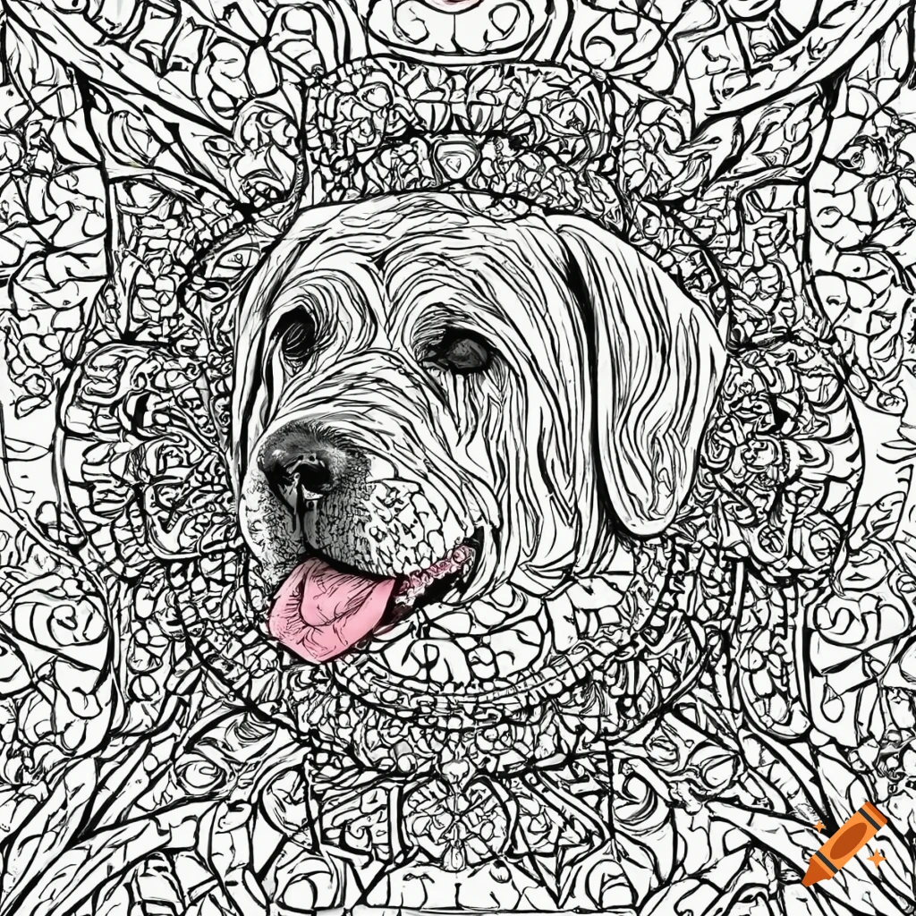 Coloring page for adults, mandala, labrador retriever, white background ...