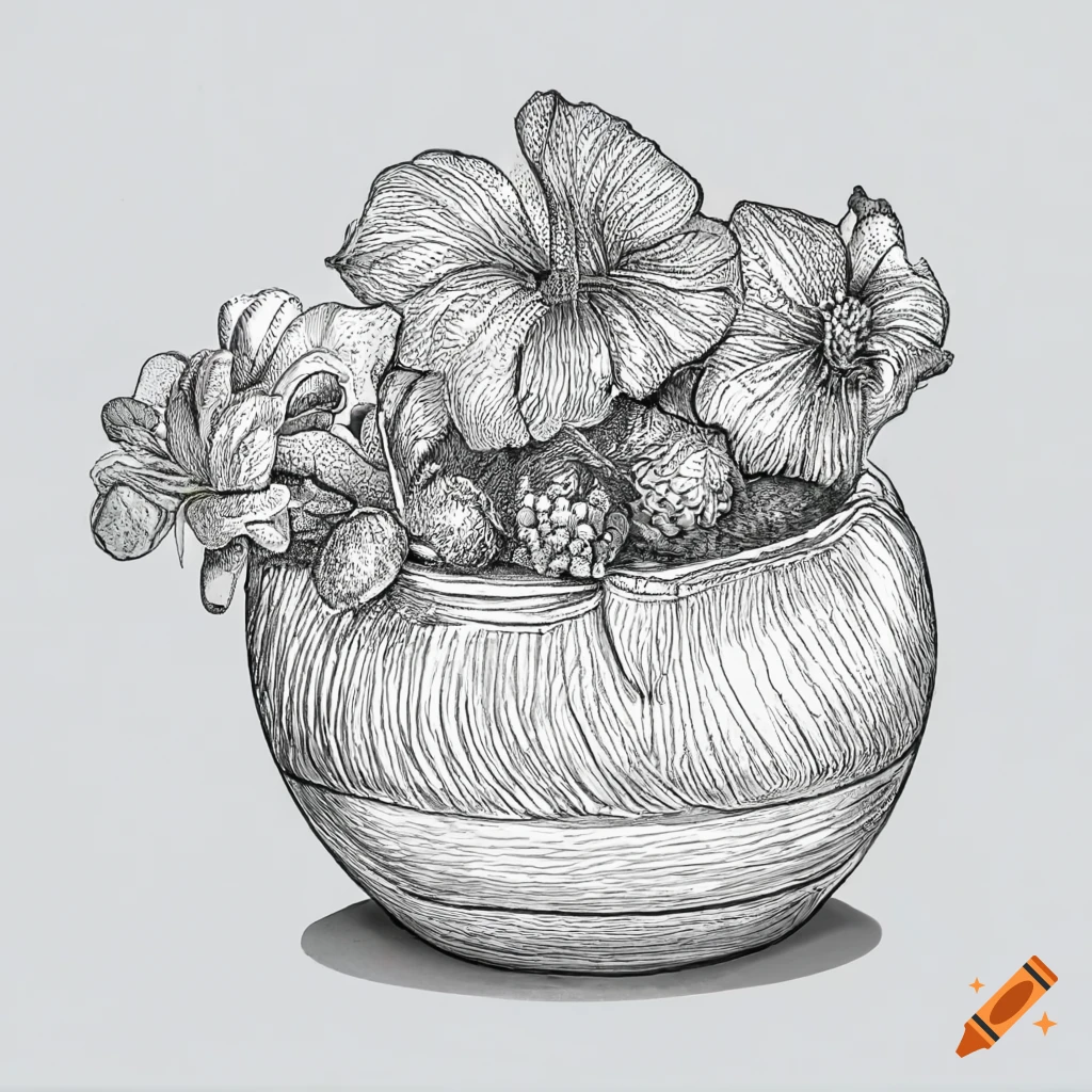 Flower Pot Drawing by Rich Travis - Fine Art America