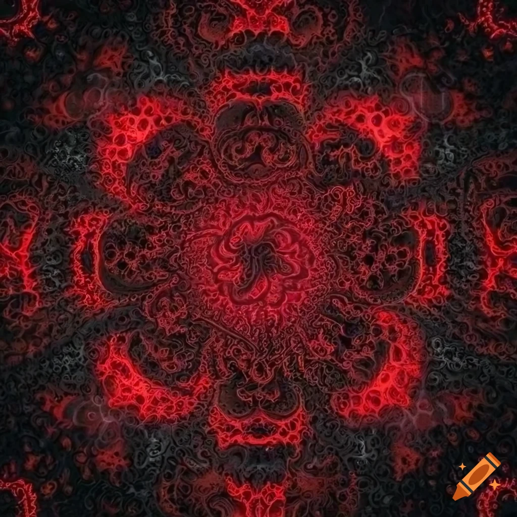 Download Neon Red And Black Fractal Art Background