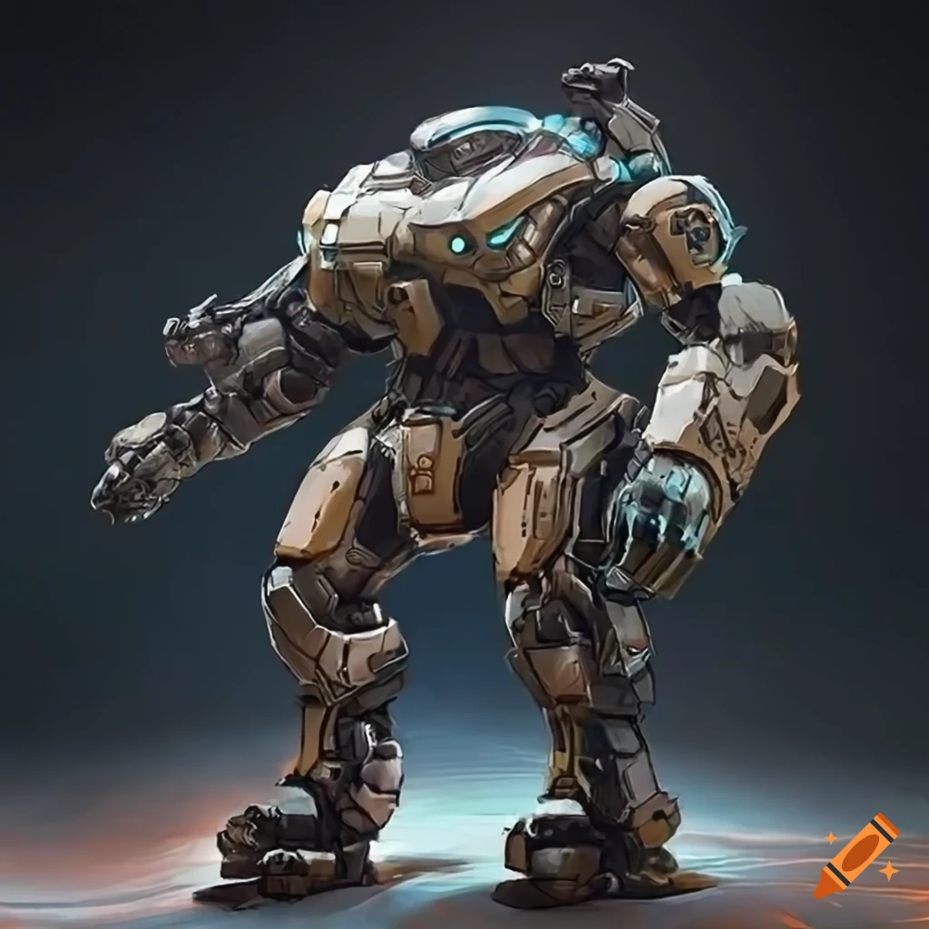 large robotic mech suit warrior, sci-fi art illustration Stock Illustration  | Adobe Stock