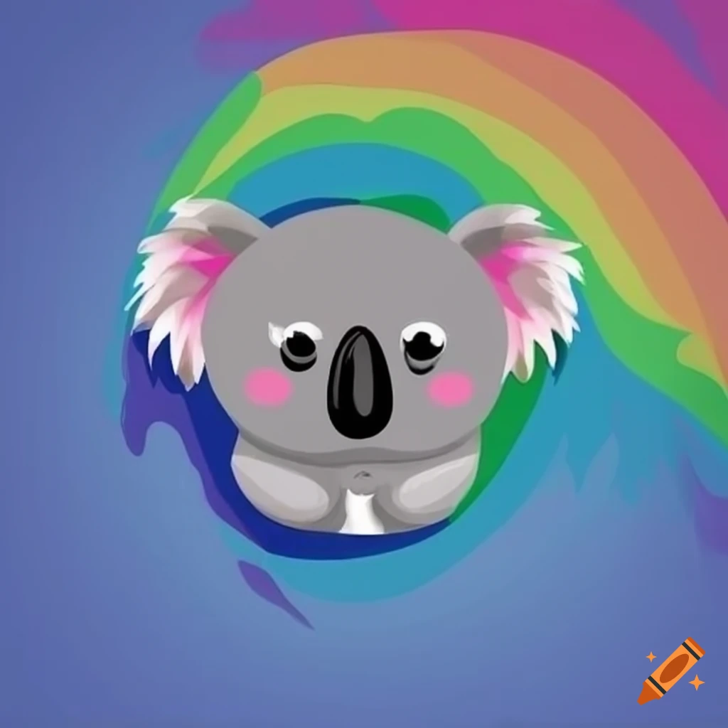 Logo with rainbow colors, 'nerol' text, a smile and a cute koala on Craiyon