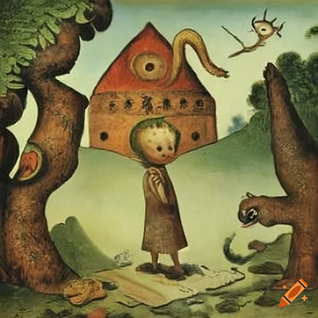 Nursery rhyme creature as a painting by franz sedlacek