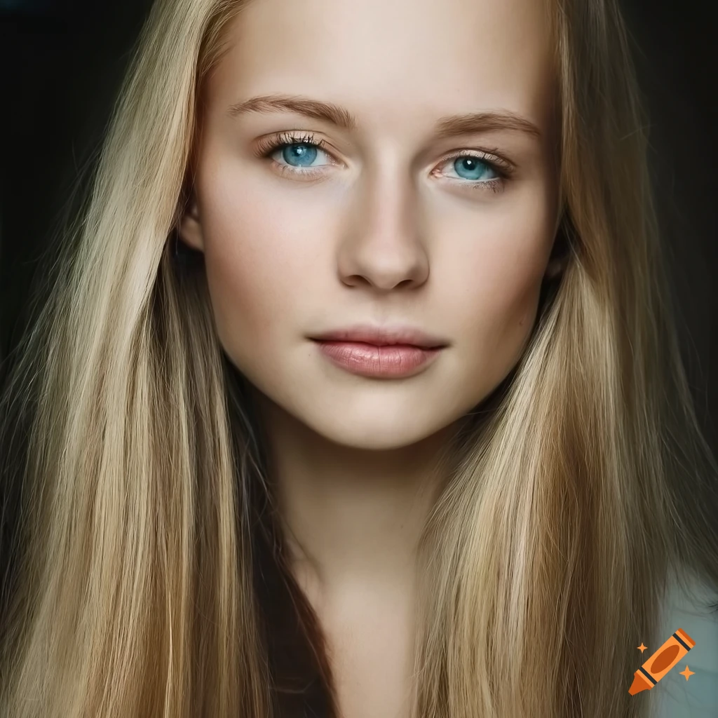 Portrait of a beautiful scandinavian girl with blonde hair and