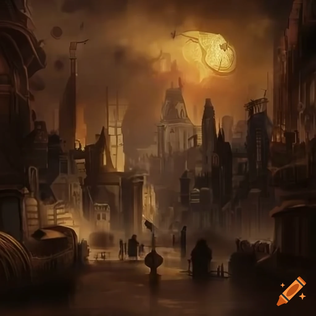 Steampunk city on Craiyon