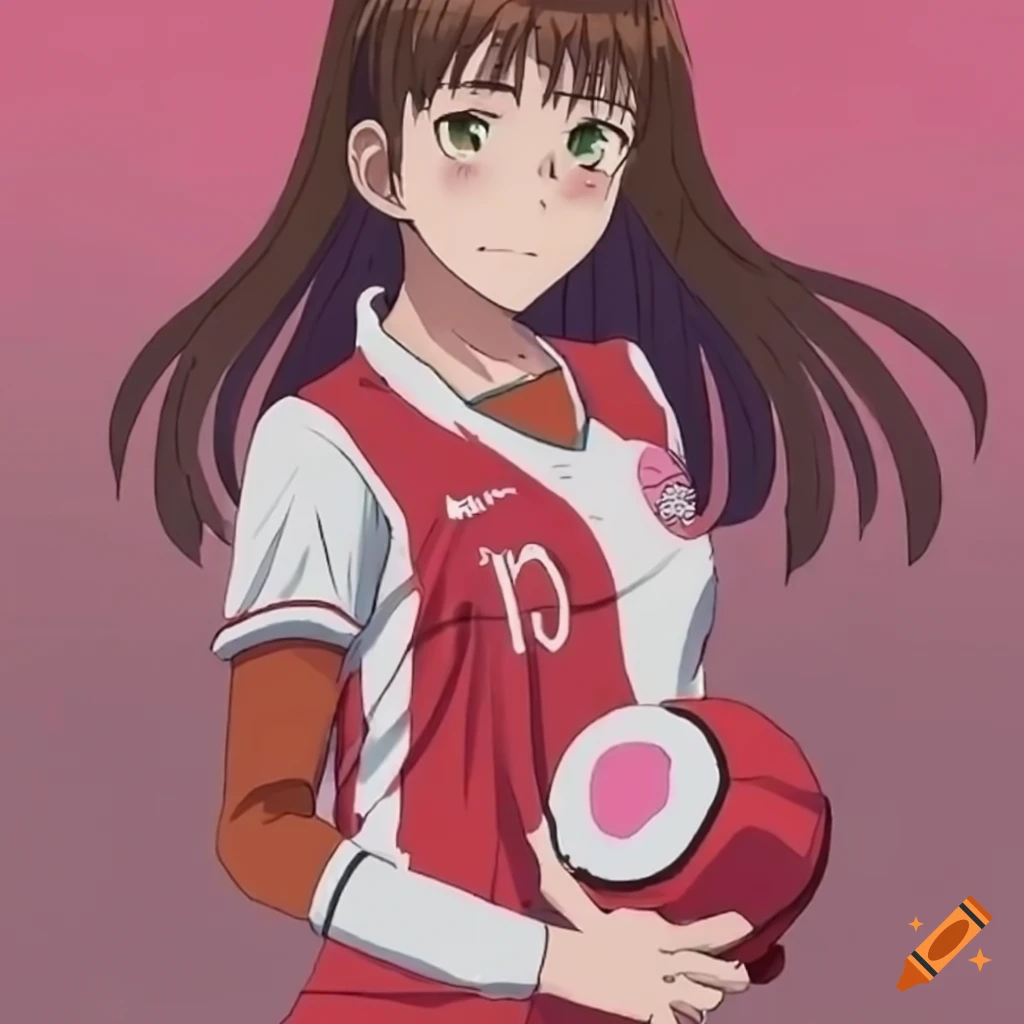 Girl playing soccer in captain tsubasa style on Craiyon