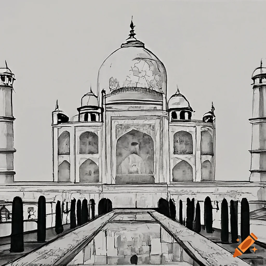 Hand Drawn Taj Mahal Landmark Agra Stock Illustration 2343002921 |  Shutterstock