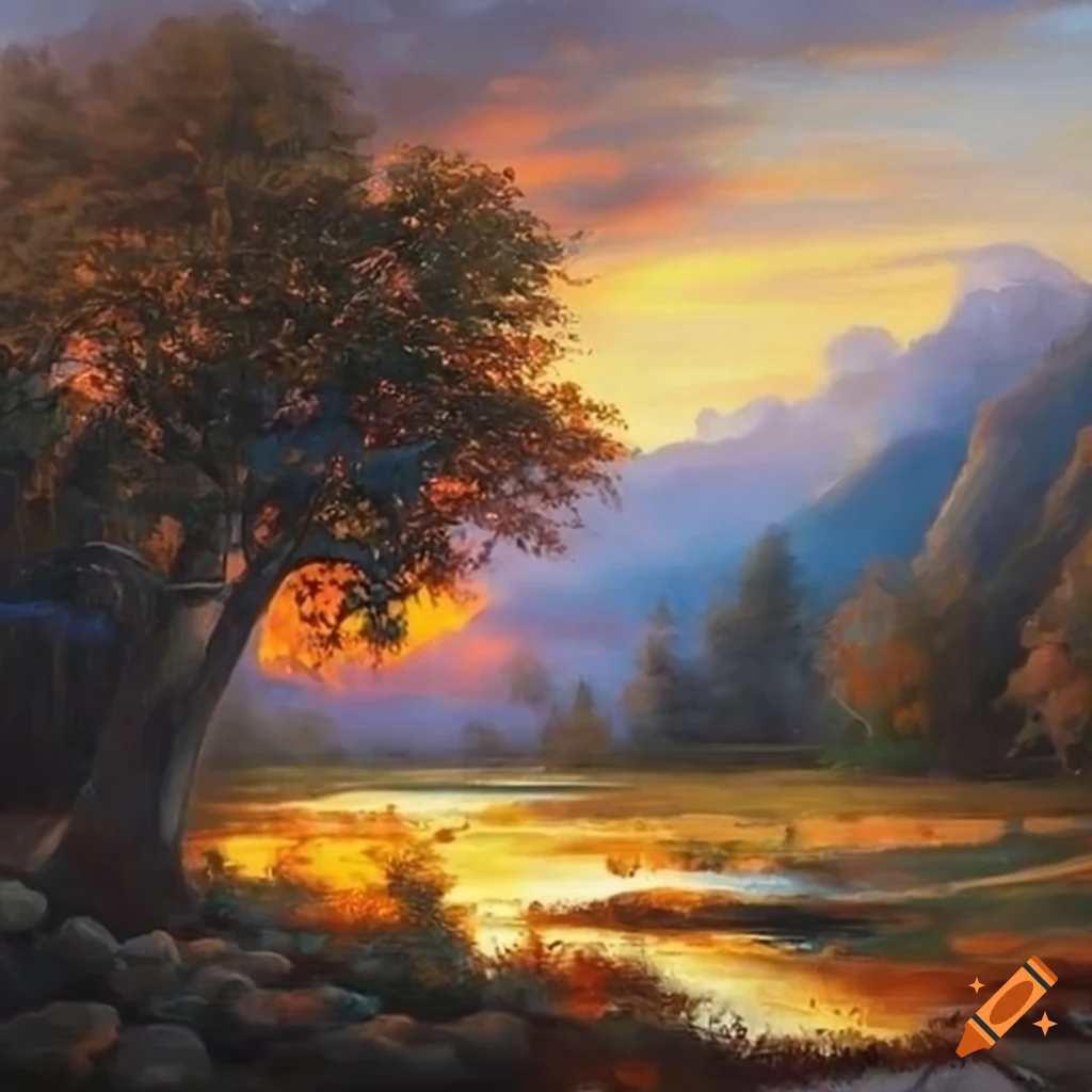 High definition high quality landscape painting on Craiyon