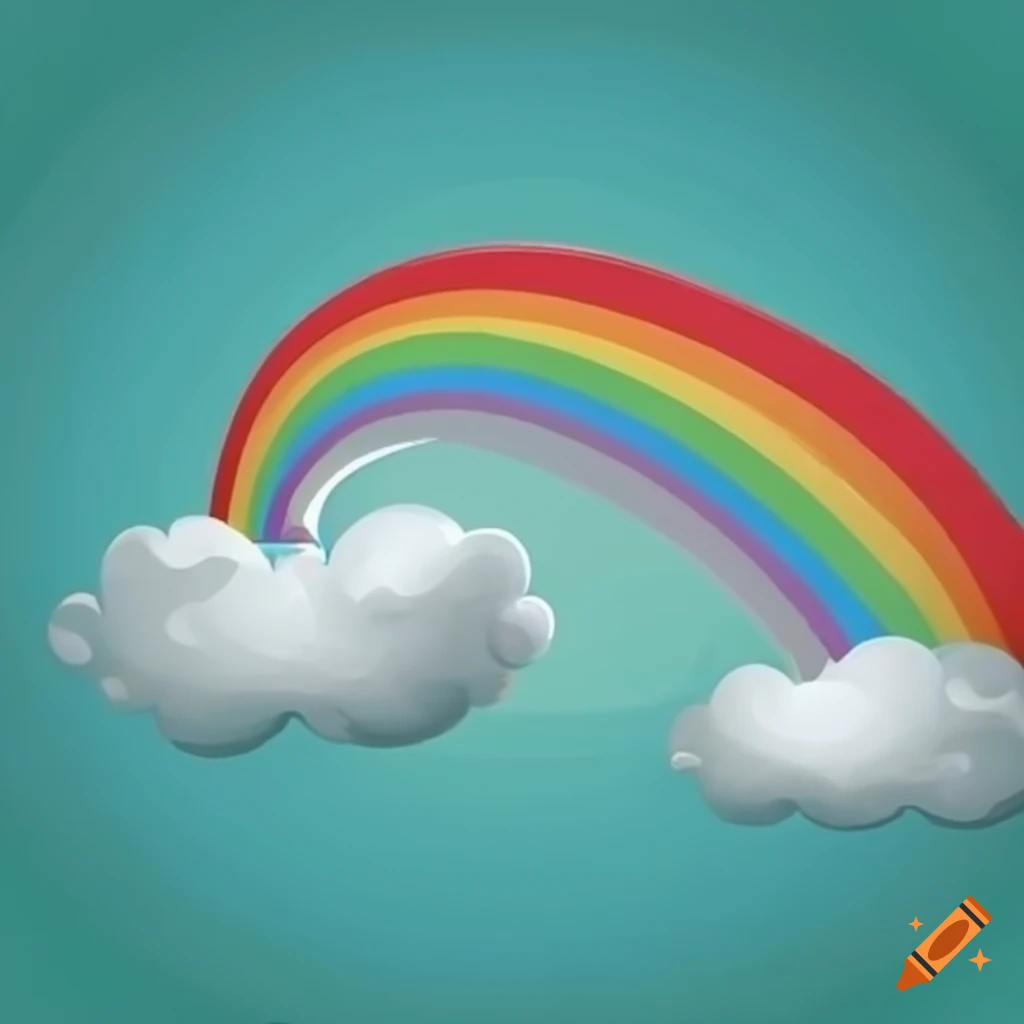 A 3d big cloud with eyes and a rainbow in a cartoon style