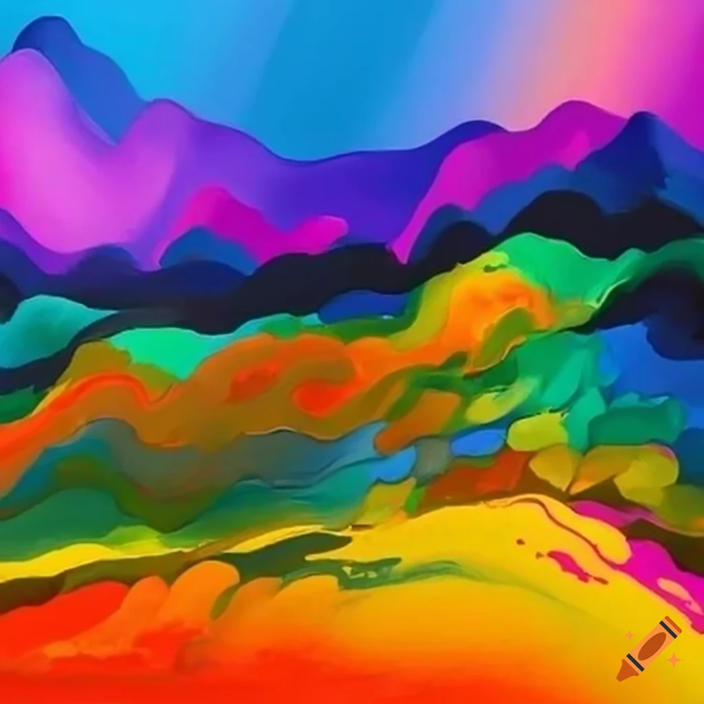 Paint a colorful landscape with bold features