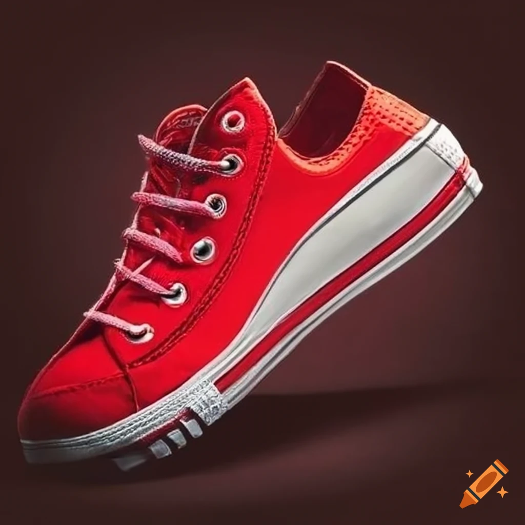 A vibrant red converse tennis shoe