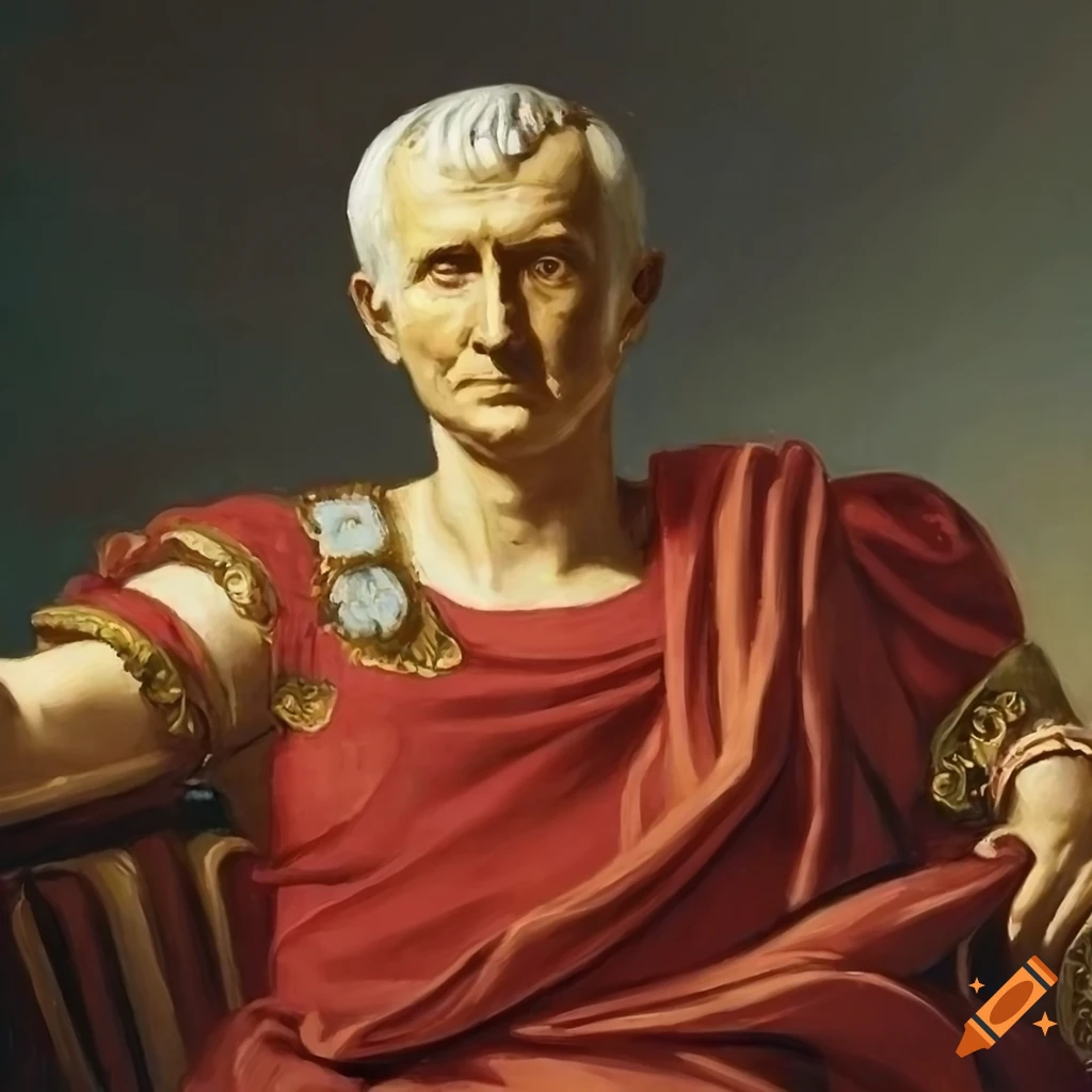 Portrait of julius caesar dressed as a senator, painting on Craiyon