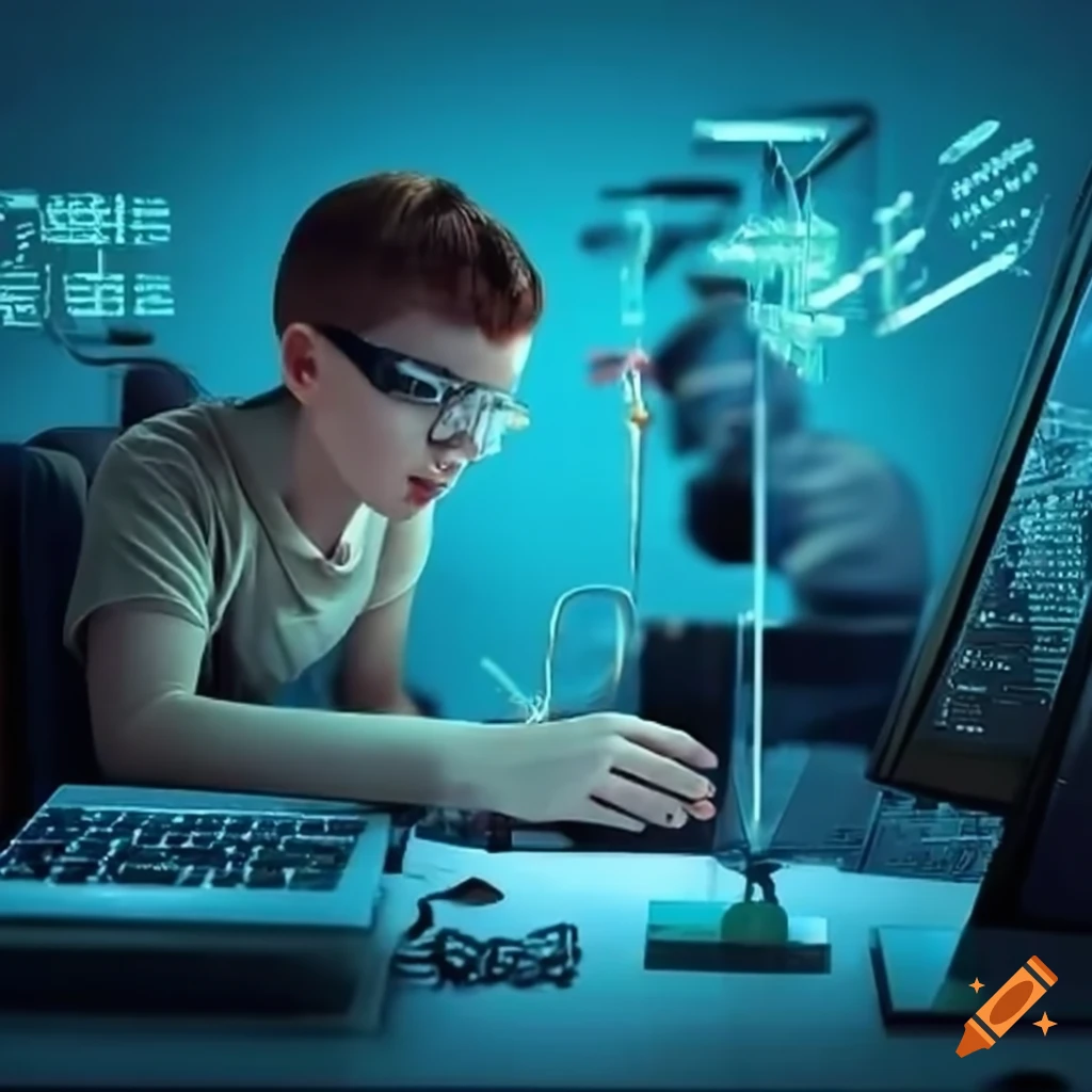 Computer science students coding in a lab on Craiyon