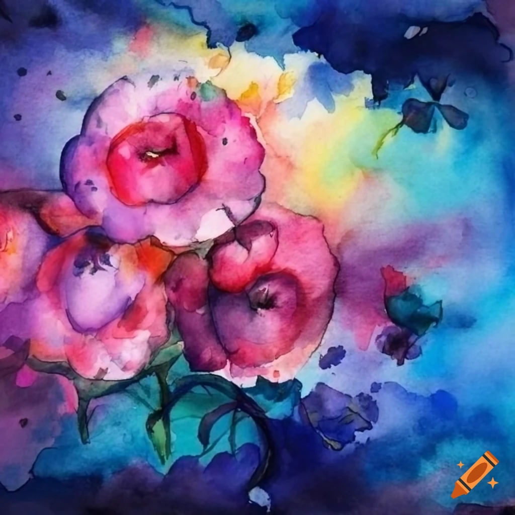 Flowers in watercolor painting