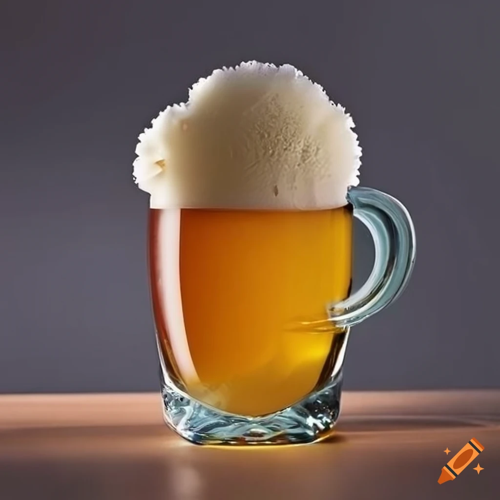 Clink beer glasses with carnation shaped foam