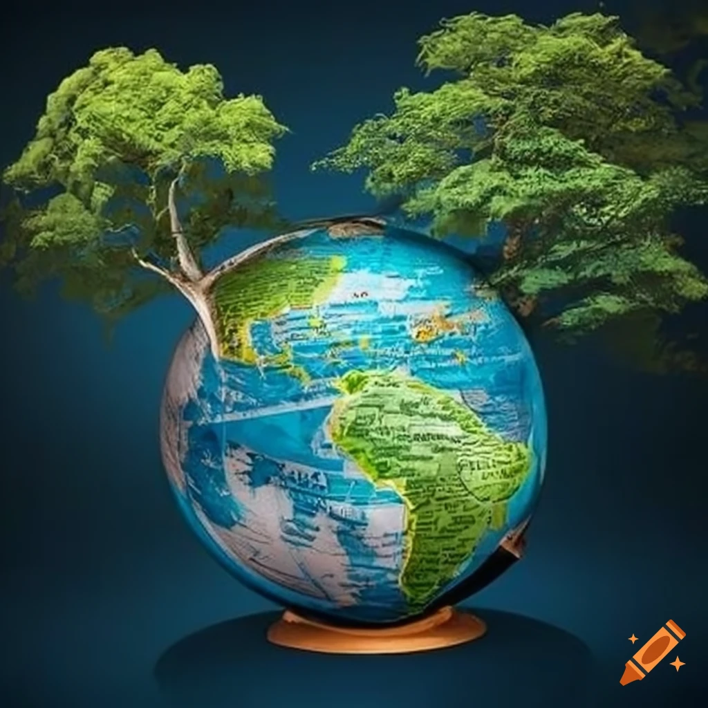 a globe with a tree, represents environmental consciousness