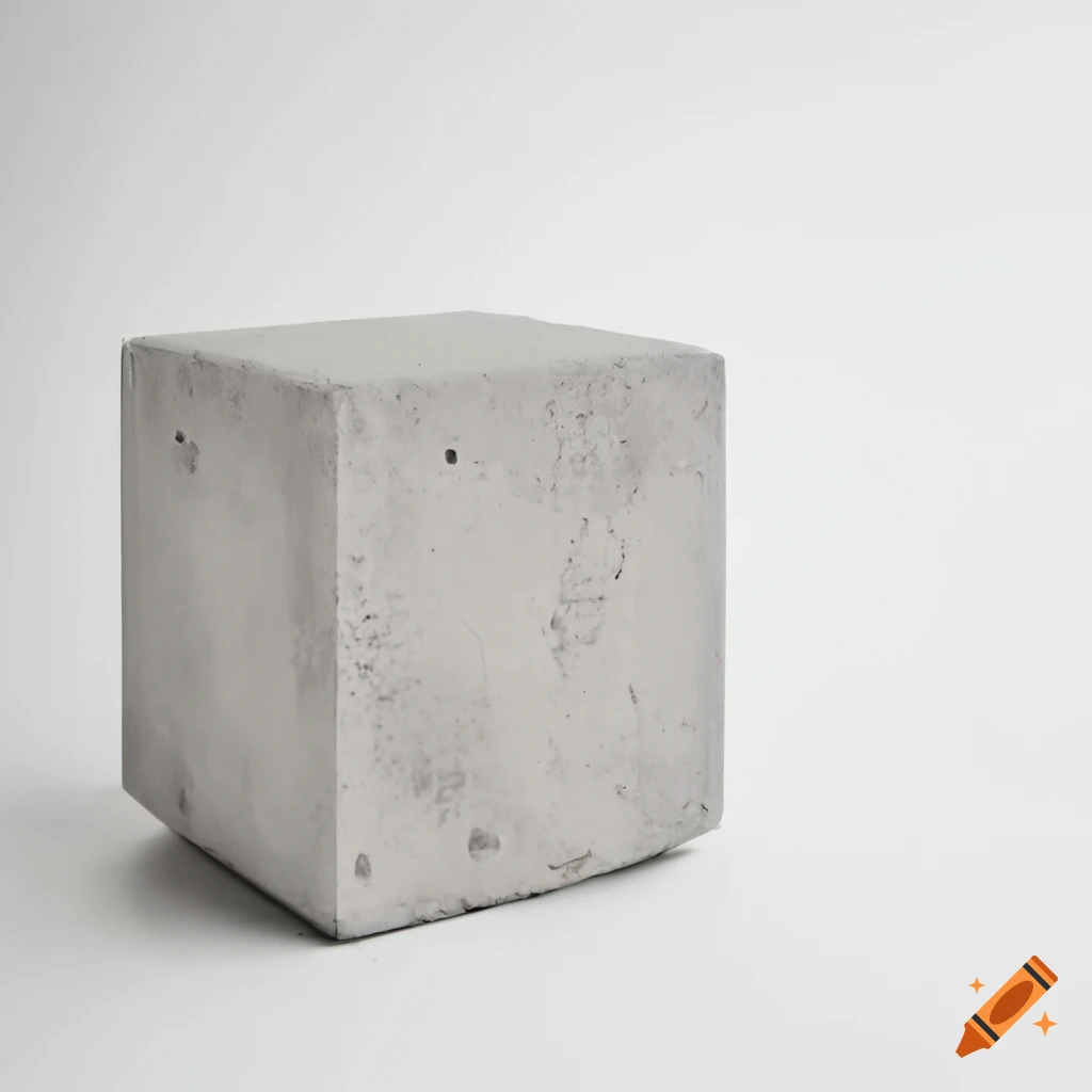 A pollish concrete cube in white surface