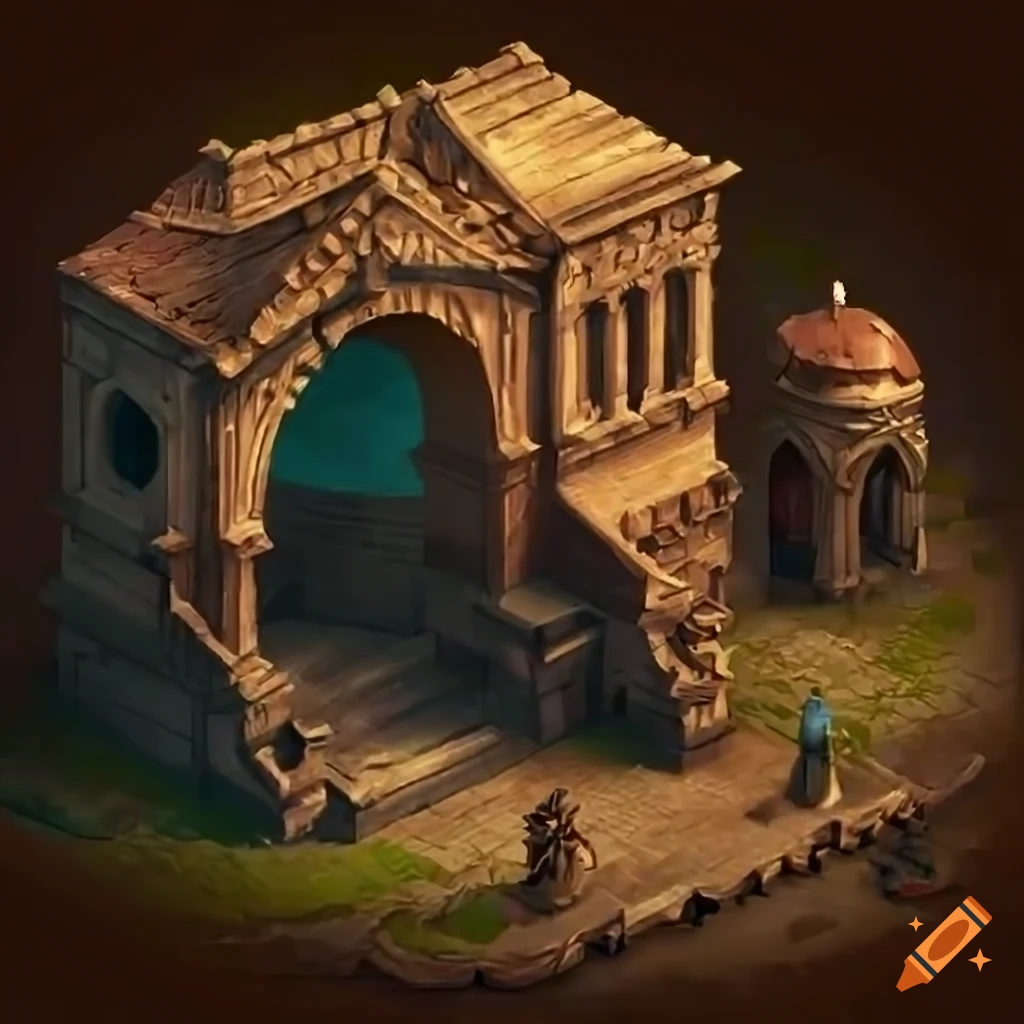 Fantasy RPG video game, isometric style, high detail realistic pre ...