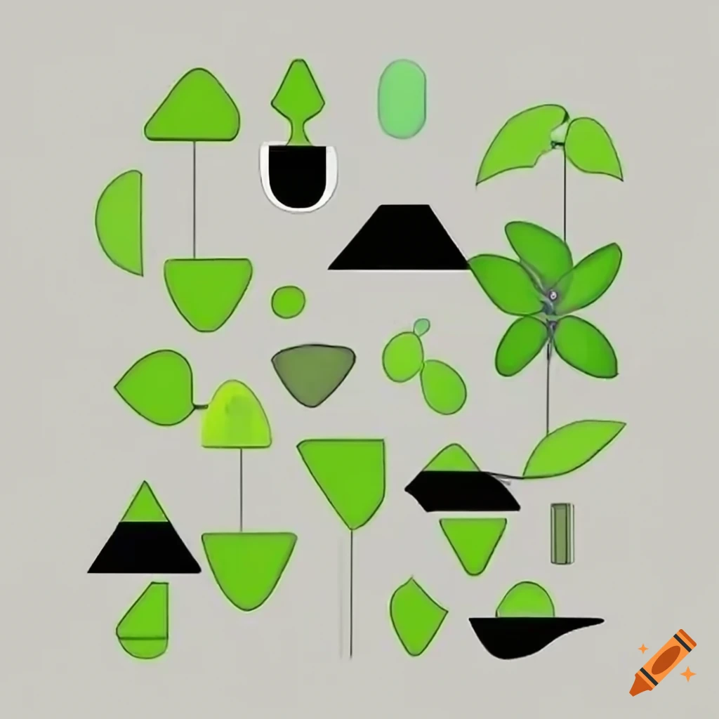 High tech garden, hydroponic, simple art style, geometry art style