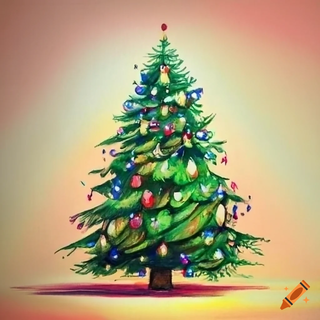 rainbow gradient line drawing of a cute cartoon christmas tree Stock Vector  Image & Art - Alamy