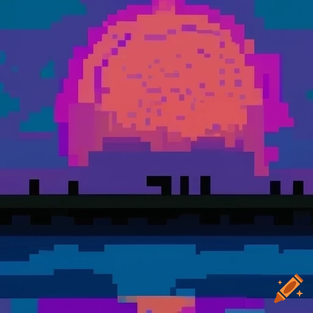 Pixel art sunset