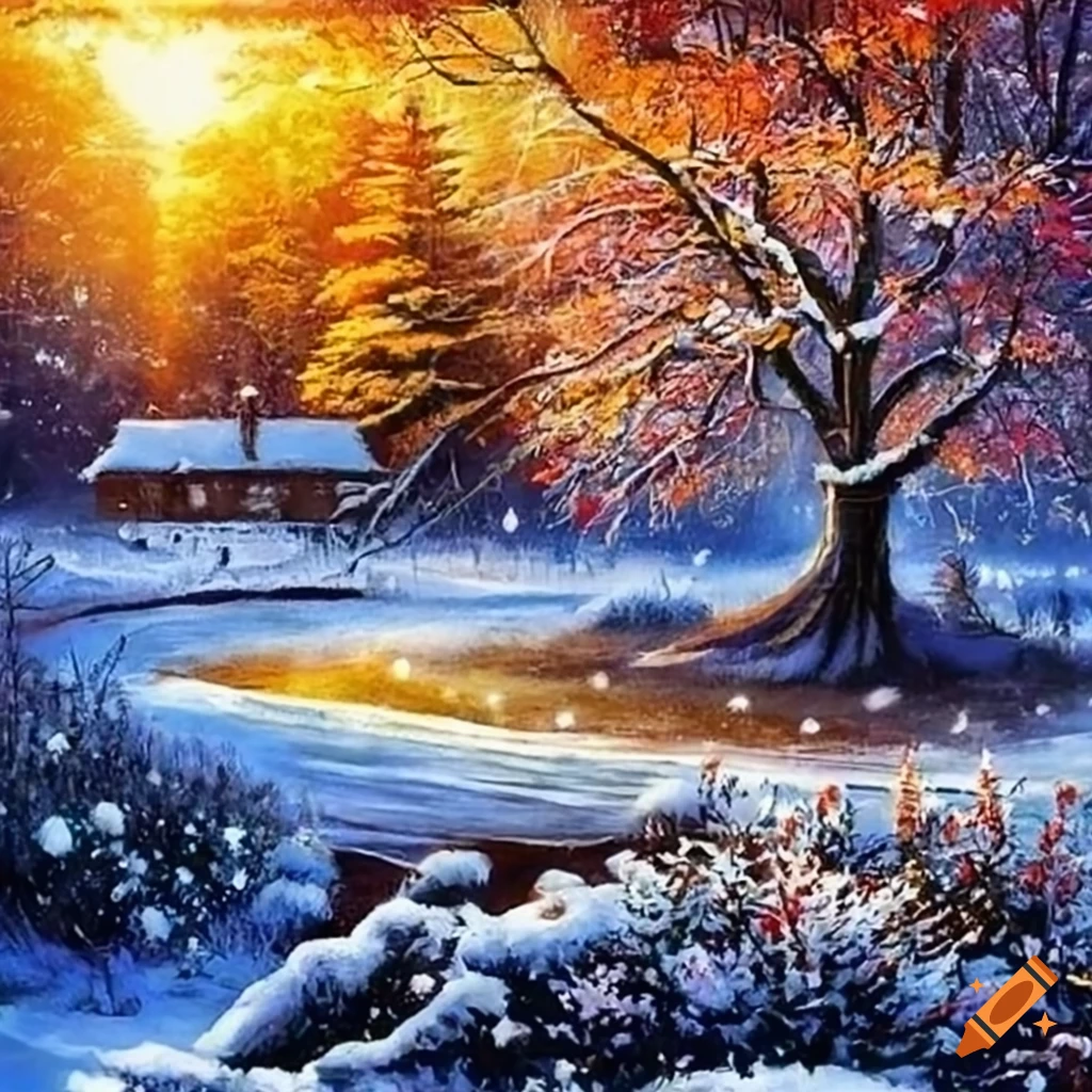 Seasons, winter, fall, spring, winter, fantasy art